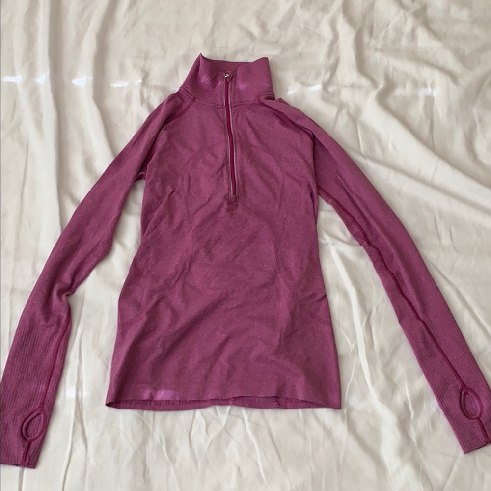 lululemon 1/2 zip top in Heathered Mauve